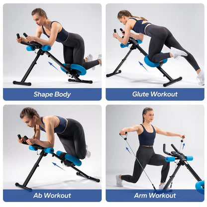 MERACH Ab Machine Adjustable Trainer Workout Foldable Knee Protection Abdominal Exercise Machine Core Ab Exercise System Trainer