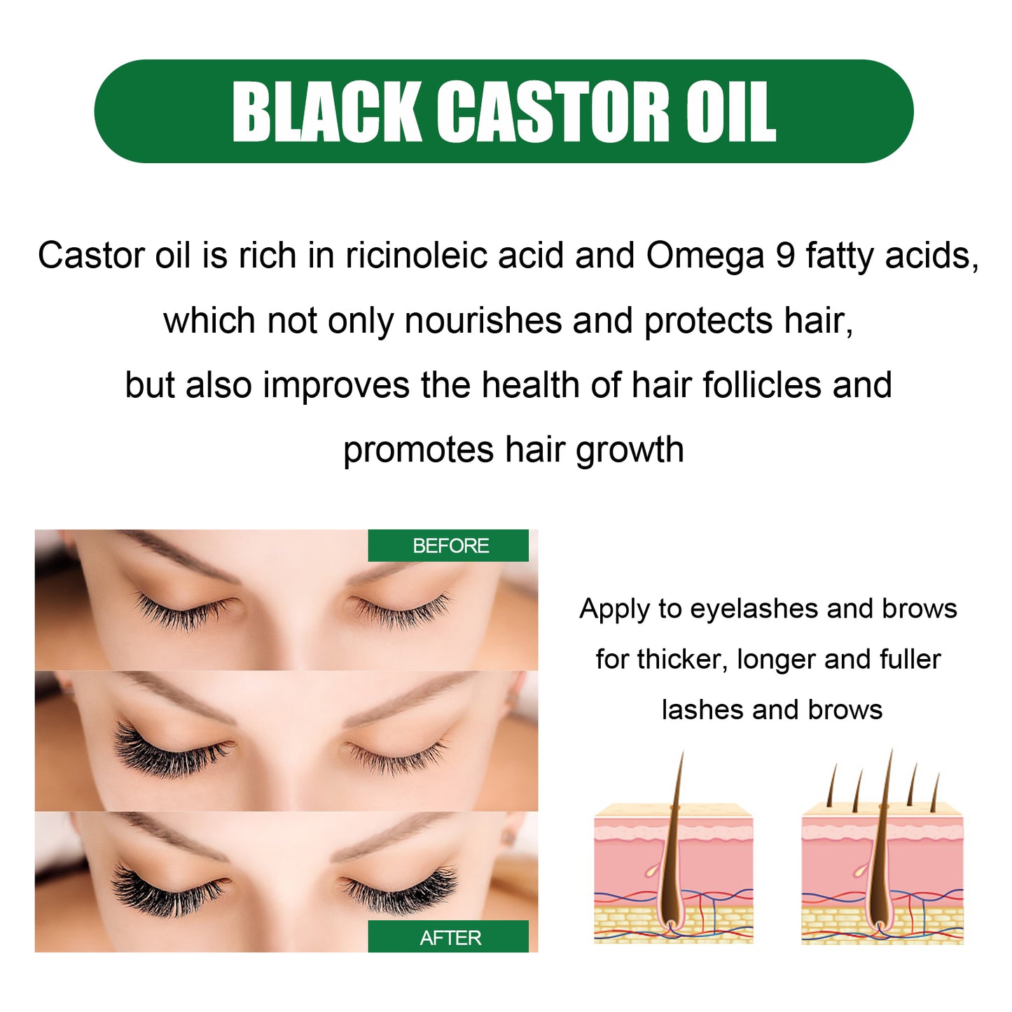 OUHOE Black Castor Oil For Hair healthy,Improves Elasticity And Shine