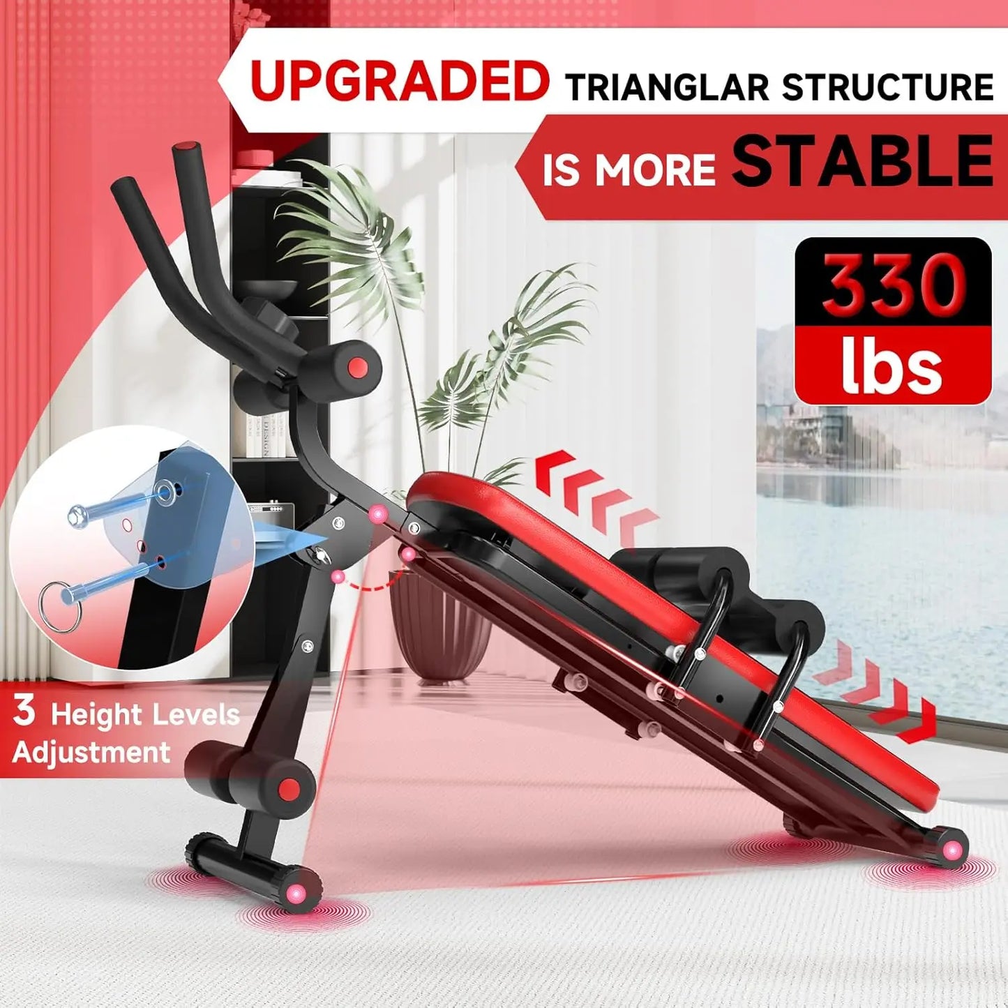 Ab Machine, Ab Workout Equipment Machine For Stomach Workout Foldable Abdominal Trainer For Home Gym Adjustable Ab