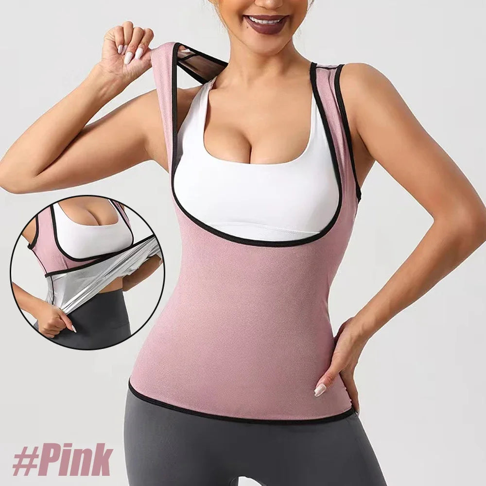 Professional Sauna Vest for Women Sweat Sportwear Body Shaper Waist Trainer Shirt Fat Burning Workout Top Sport Gym Weight Loss