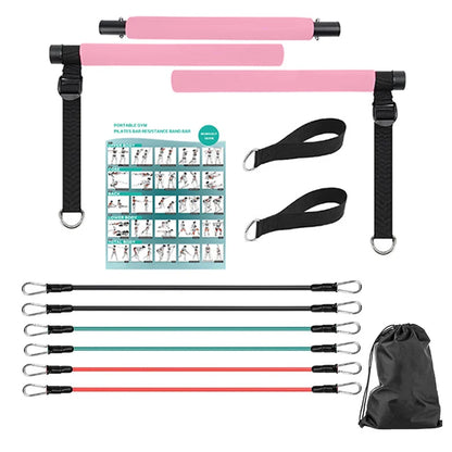 Portable Pilates Tensioner Kit With Latex Resistance Band, Exercise Fitness Equipment With Portable Storage Bag