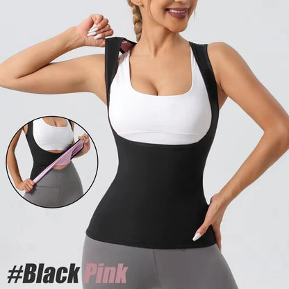 Professional Sauna Vest for Women Sweat Sportwear Body Shaper Waist Trainer Shirt Fat Burning Workout Top Sport Gym Weight Loss