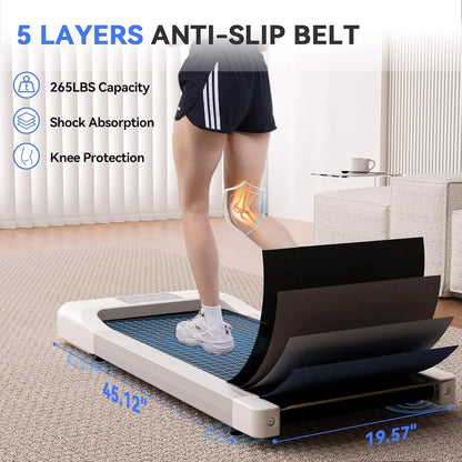Desk Treadmill, Smart 2-in-1 Walking Pad for Walking and Jogging, Portable 2.5HP Low-Noise Treadmill with Remote & App Con