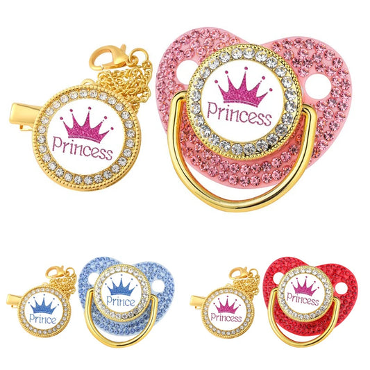 Luxury Crown Pacifier Clip Set