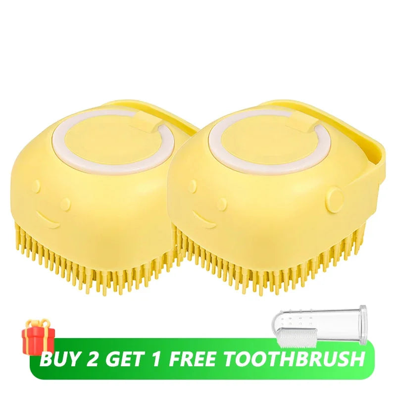 Pet Massage Brush Shampoo Dispenser