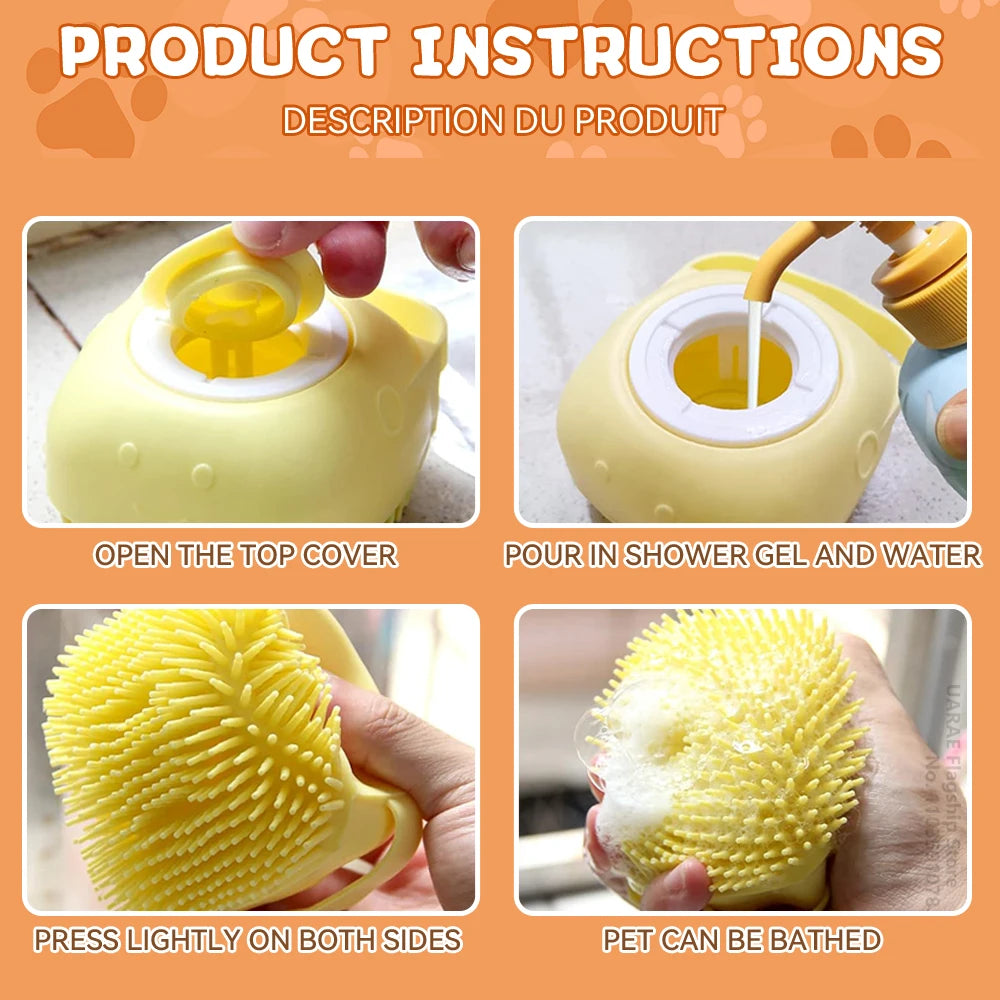 Pet Massage Brush Shampoo Dispenser