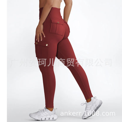 Pockets Gym Leggings Women High Waist Fashion Fitness Pants Skinny Stretch Outdoors Comfortable Sport  Leggings