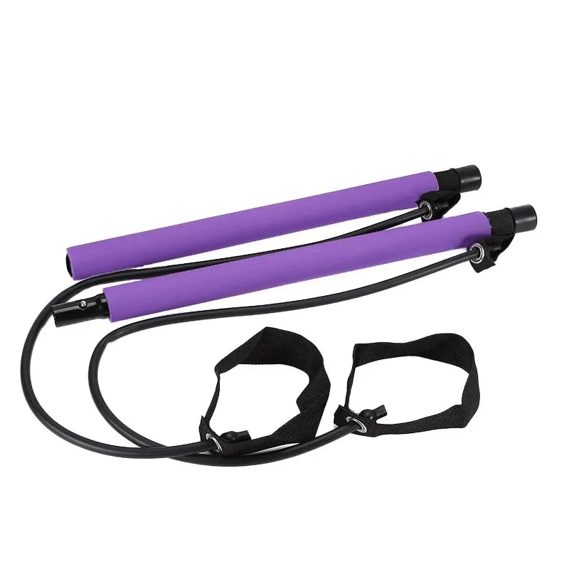 Portable Pilates Tensioner Kit With Latex Resistance Band, Exercise Fitness Equipment With Portable Storage Bag