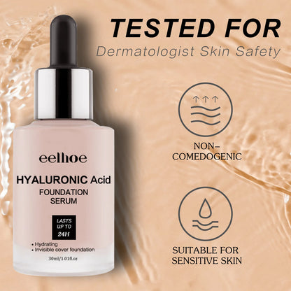 Hyaluronic Acid Liquid Foundation Waterproof No Creasing Long-lasting Moisturizing