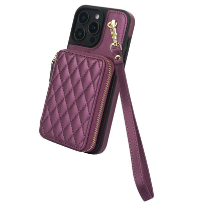 Leather Phone Case for IPhone 16, 15, 14 Plus 13, 12, and 11 Pro Max Crossbody Wrist Strap Zipper Wallet with Card Holder Cover