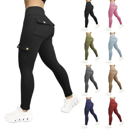 Pockets Gym Leggings Women High Waist Fashion Fitness Pants Skinny Stretch Outdoors Comfortable Sport  Leggings