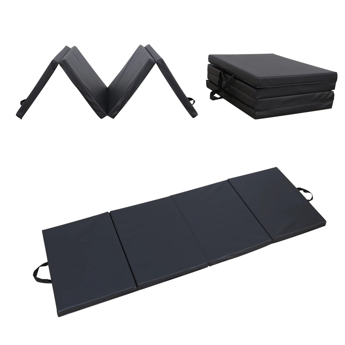 Gymnastics Home Gym Protective Flooring For Yoga Sports Exercise anti-skidwate 4-Fold Folding Mat With Carrying Handles