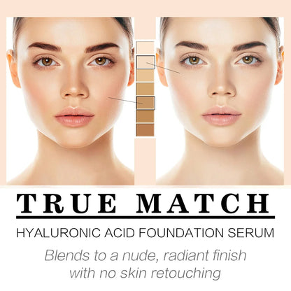 Hyaluronic Acid Liquid Foundation Waterproof No Creasing Long-lasting Moisturizing