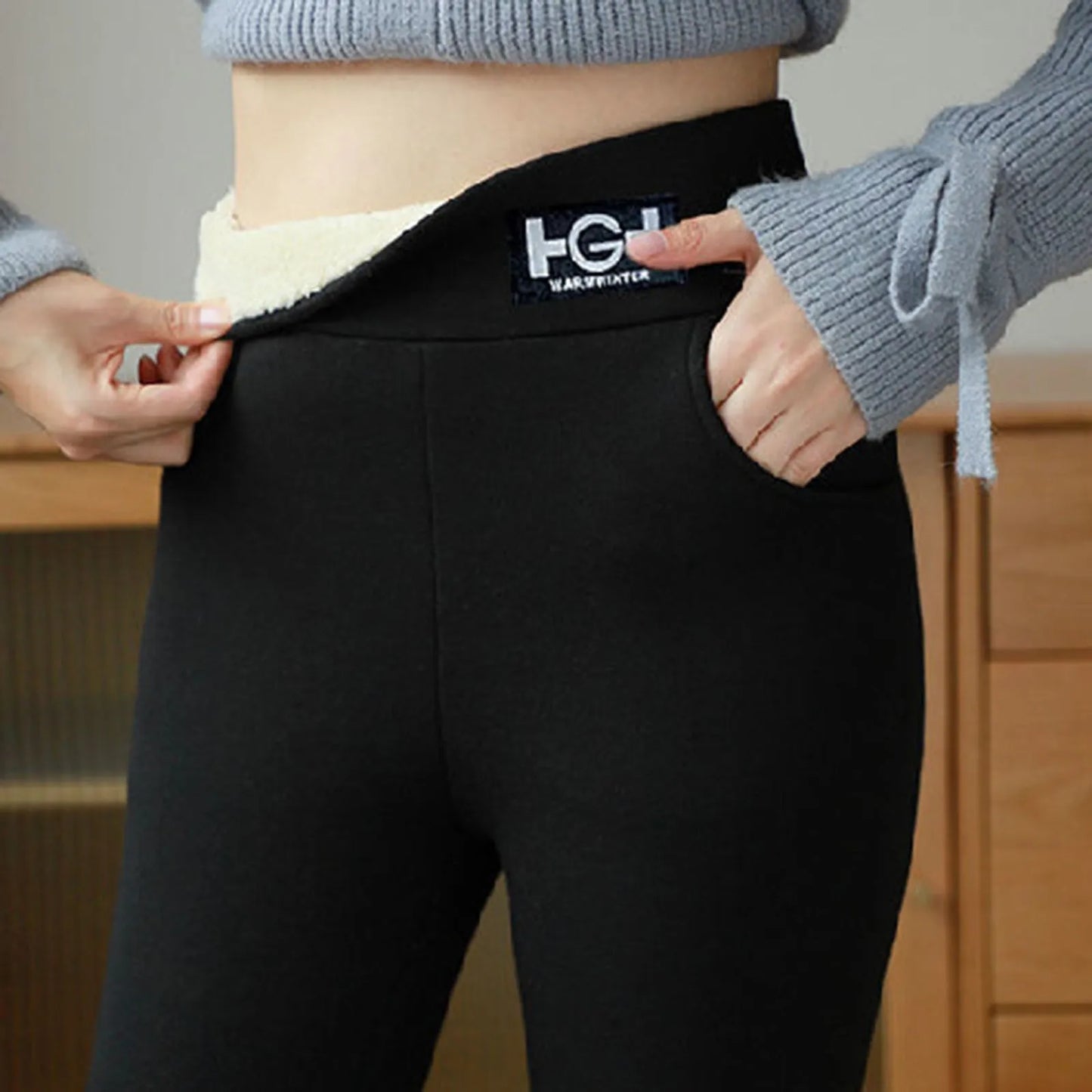 Tummy Control Workout Leggings Plus Size Lamb'S Wool Bottoming Trousers Women'S Autumn And Winter New Padded Thermal Pants