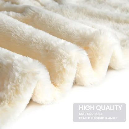 Premium Heated Throw Blanket 50"×60" - Ultra Cosy Soft Electric Blanket with 8 Heating Levels,Plush Fast Heating Faux Fur