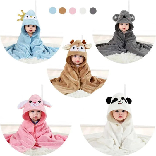 80*80Cm Cartoon Baby Bath Towel, Body Hooded Polyester Fiber, Baby Bathrobe