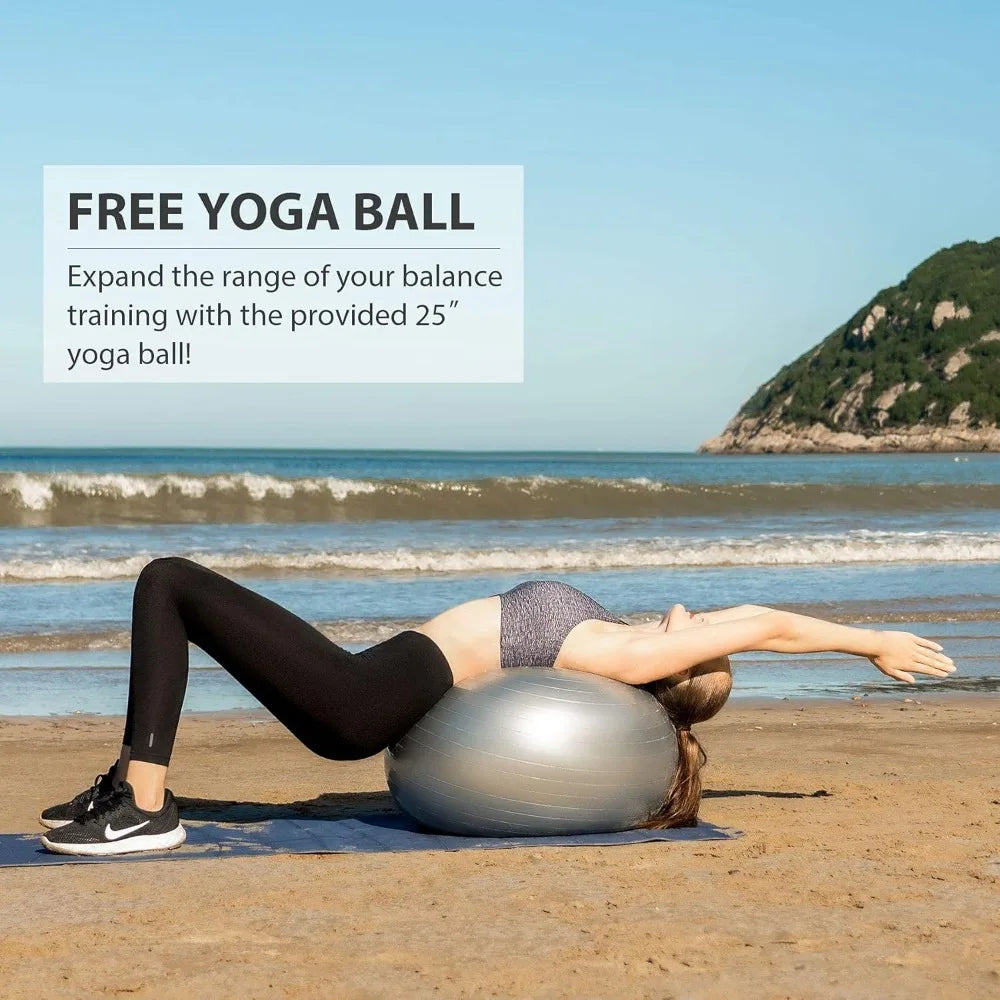 Balance Ball | 1500lb Inflatable Half Exercise Ball Wobble Board Balance Trainer w Nonslip Base | Half Yoga Ball