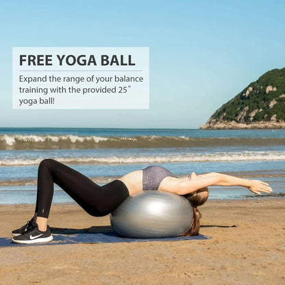 Balance Ball | 1500lb Inflatable Half Exercise Ball Wobble Board Balance Trainer w Nonslip Base | Half Yoga Ball