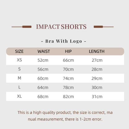 Impact Shorts with Logo 4.5'' Low Waist Seamless Yoga Shorts Scrunch Bum Gym Shorts Workout Biker Short Stretch Fitness Short