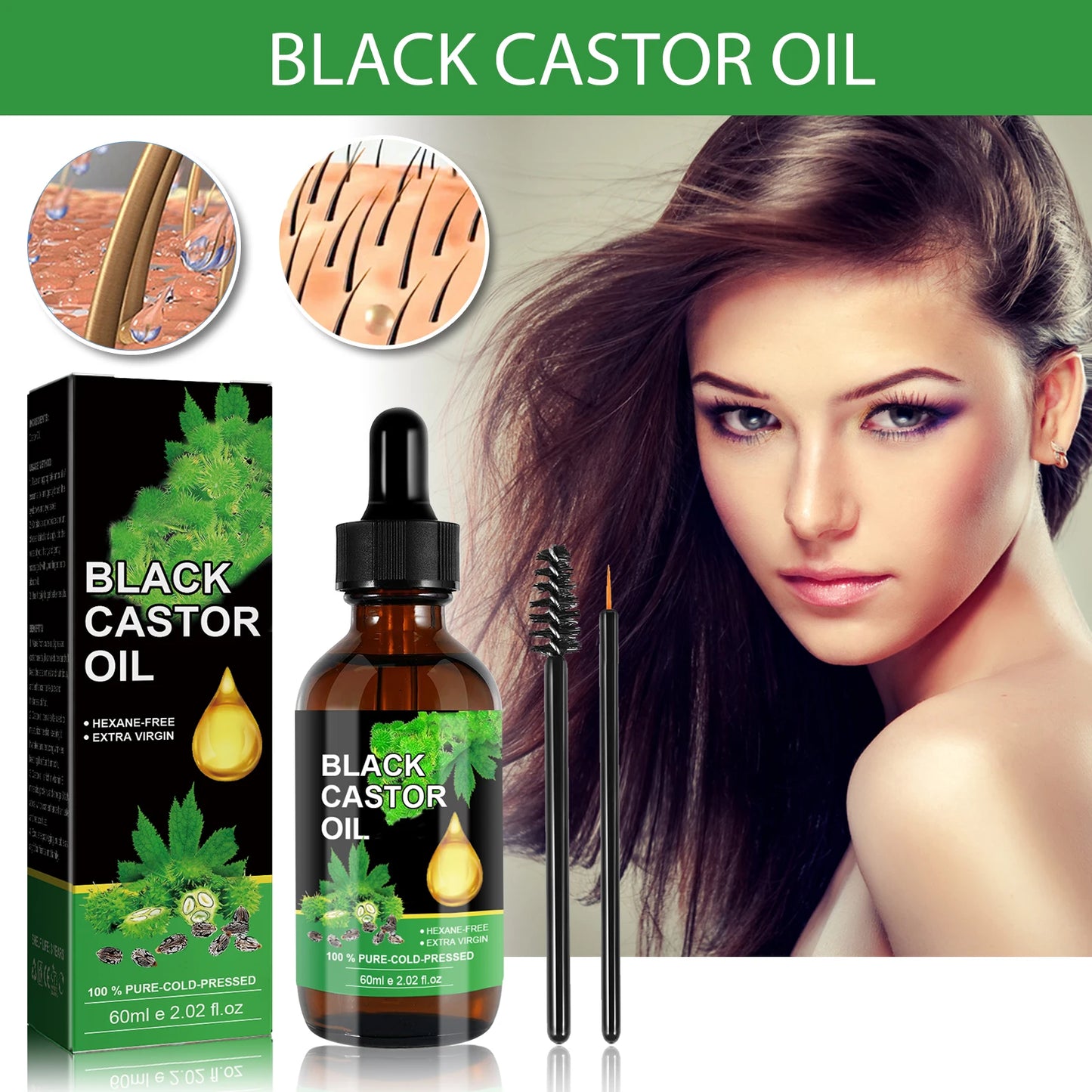 OUHOE Black Castor Oil For Hair healthy,Improves Elasticity And Shine