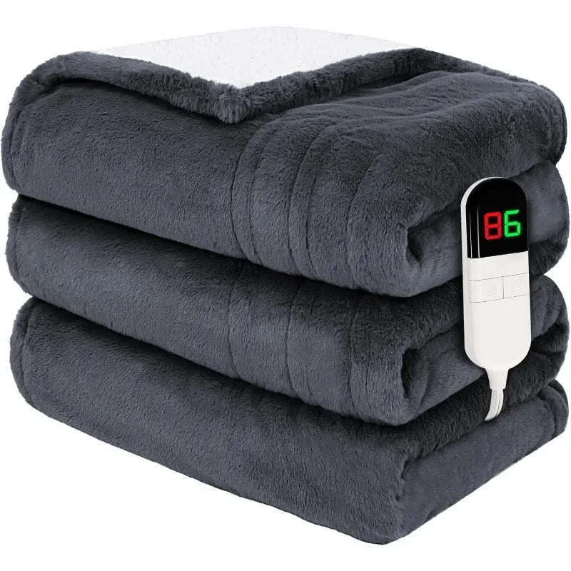 Premium Heated Throw Blanket 50"×60" - Ultra Cosy Soft Electric Blanket with 8 Heating Levels,Plush Fast Heating Faux Fur