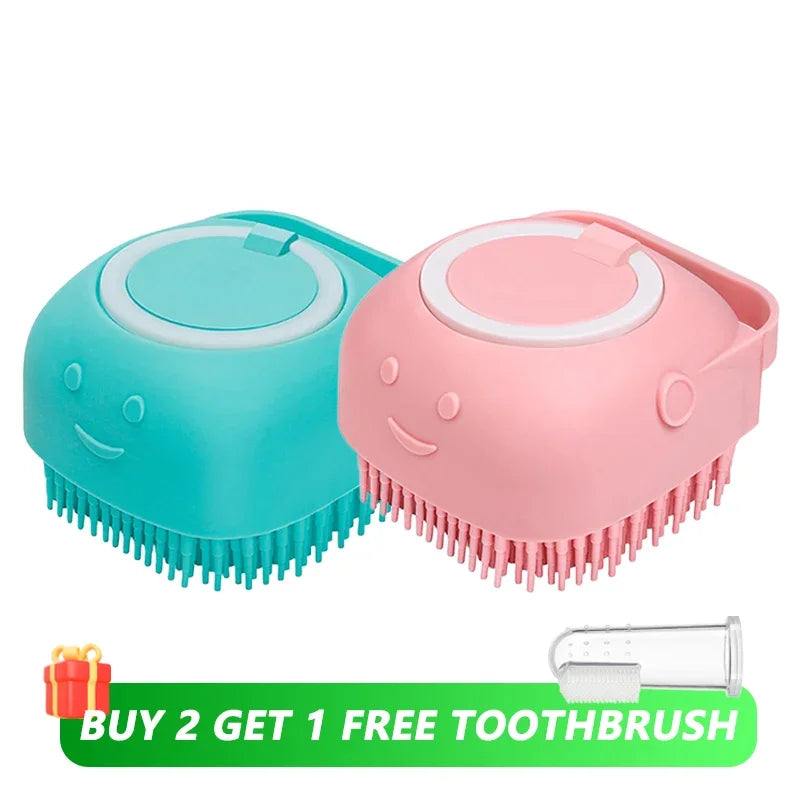 Pet Massage Brush Shampoo Dispenser