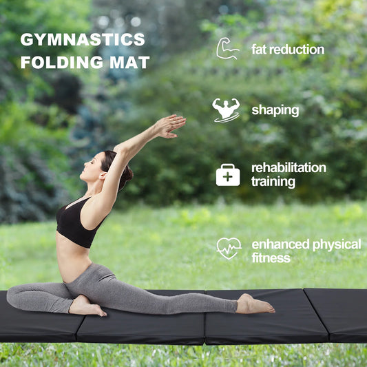 Gymnastics Home Gym Protective Flooring For Yoga Sports Exercise anti-skidwate 4-Fold Folding Mat With Carrying Handles