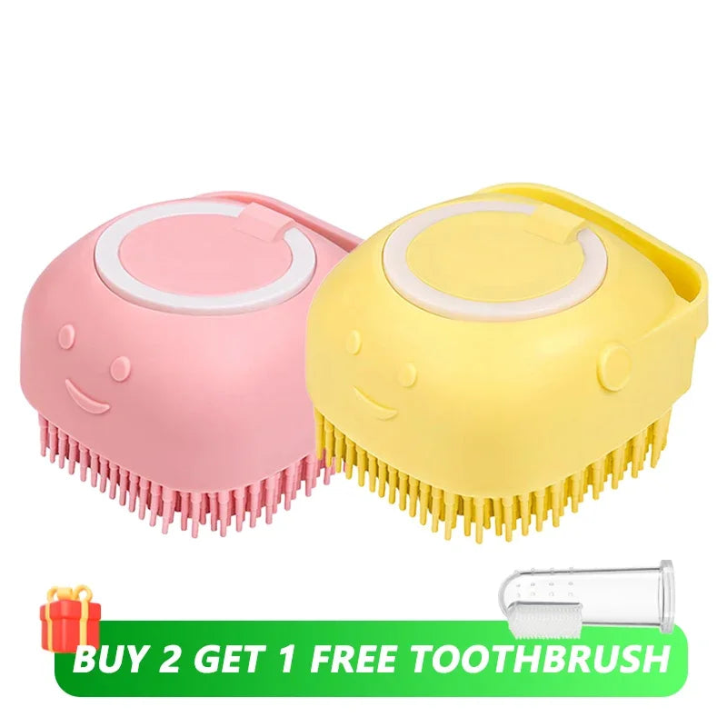 Pet Massage Brush Shampoo Dispenser