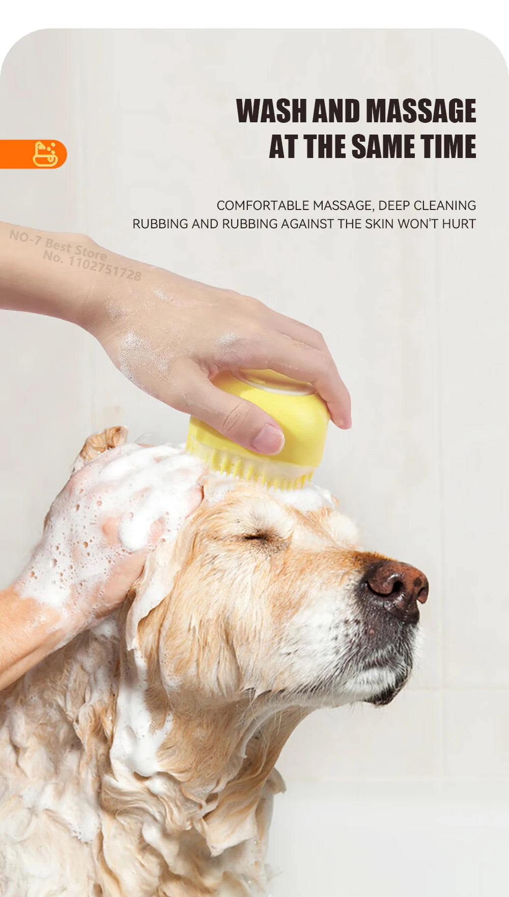 Pet Massage Brush Shampoo Dispenser