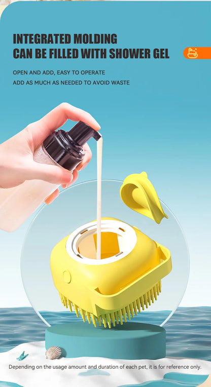 Pet Massage Brush Shampoo Dispenser