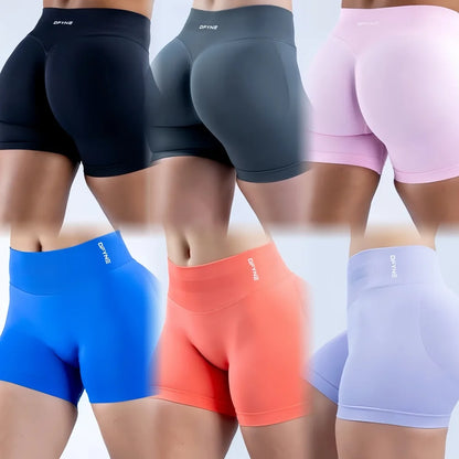 Impact Shorts with Logo 4.5'' Low Waist Seamless Yoga Shorts Scrunch Bum Gym Shorts Workout Biker Short Stretch Fitness Short