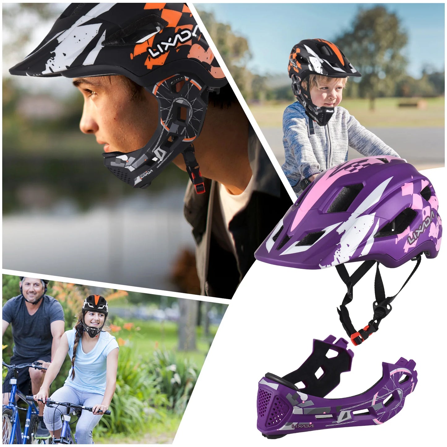 LIXADA JC014 New Kids Cycle Helmet Detachable Mouth Protection Full Face Helmet Adjustable Cycle Helmet for Children Cycle