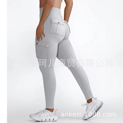 Pockets Gym Leggings Women High Waist Fashion Fitness Pants Skinny Stretch Outdoors Comfortable Sport  Leggings