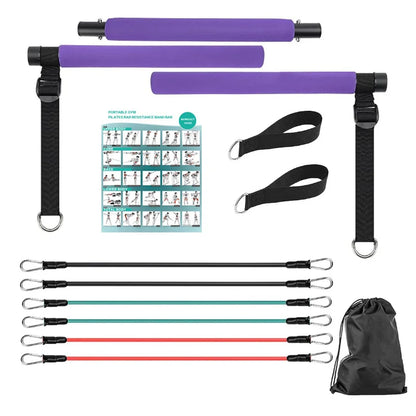 Portable Pilates Tensioner Kit With Latex Resistance Band, Exercise Fitness Equipment With Portable Storage Bag