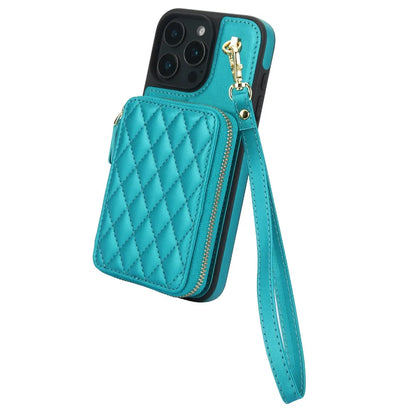 Leather Phone Case for IPhone 16, 15, 14 Plus 13, 12, and 11 Pro Max Crossbody Wrist Strap Zipper Wallet with Card Holder Cover