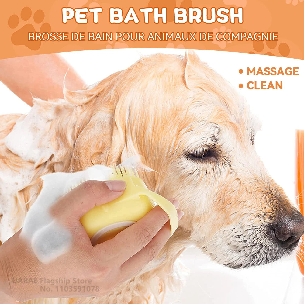 Pet Massage Brush Shampoo Dispenser