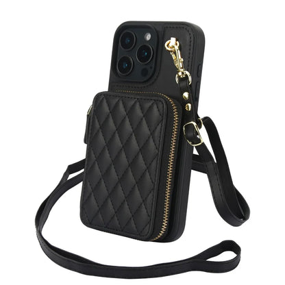 Leather Phone Case for IPhone 16, 15, 14 Plus 13, 12, and 11 Pro Max Crossbody Wrist Strap Zipper Wallet with Card Holder Cover