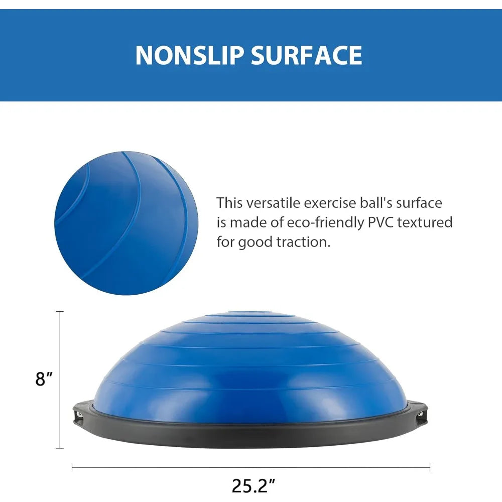 Balance Ball | 1500lb Inflatable Half Exercise Ball Wobble Board Balance Trainer w Nonslip Base | Half Yoga Ball