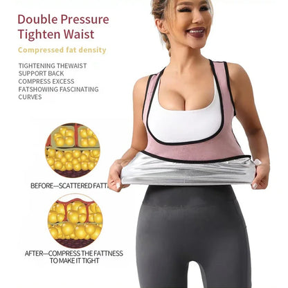 Professional Sauna Vest for Women Sweat Sportwear Body Shaper Waist Trainer Shirt Fat Burning Workout Top Sport Gym Weight Loss