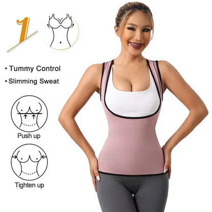 Professional Sauna Vest for Women Sweat Sportwear Body Shaper Waist Trainer Shirt Fat Burning Workout Top Sport Gym Weight Loss