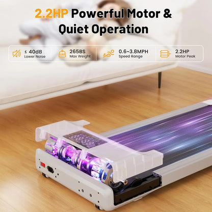 Desk Treadmill, Smart 2-in-1 Walking Pad for Walking and Jogging, Portable 2.5HP Low-Noise Treadmill with Remote & App Con