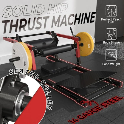 Hip Thrust Machine, 800LBS Plate-Loaded Glute Bridge Machine with Weight Holder, Butt Exercise Equipment, Adjustable Footboard