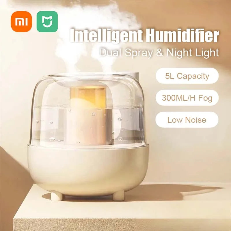 Xiaomi Desktop Humidifier 5L Large Capacity Intelligence Timing Dual Spray Night Light Humidifiers House Office Air Purification