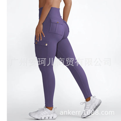 Pockets Gym Leggings Women High Waist Fashion Fitness Pants Skinny Stretch Outdoors Comfortable Sport  Leggings