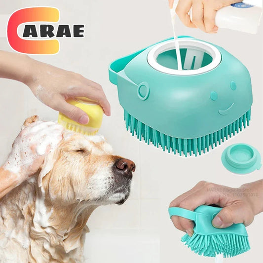 Pet Massage Brush Shampoo Dispenser