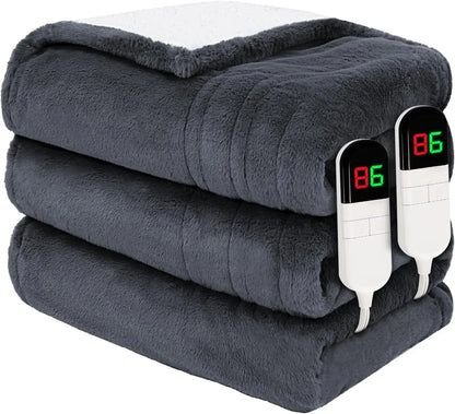 Premium Heated Throw Blanket 50"×60" - Ultra Cosy Soft Electric Blanket with 8 Heating Levels,Plush Fast Heating Faux Fur