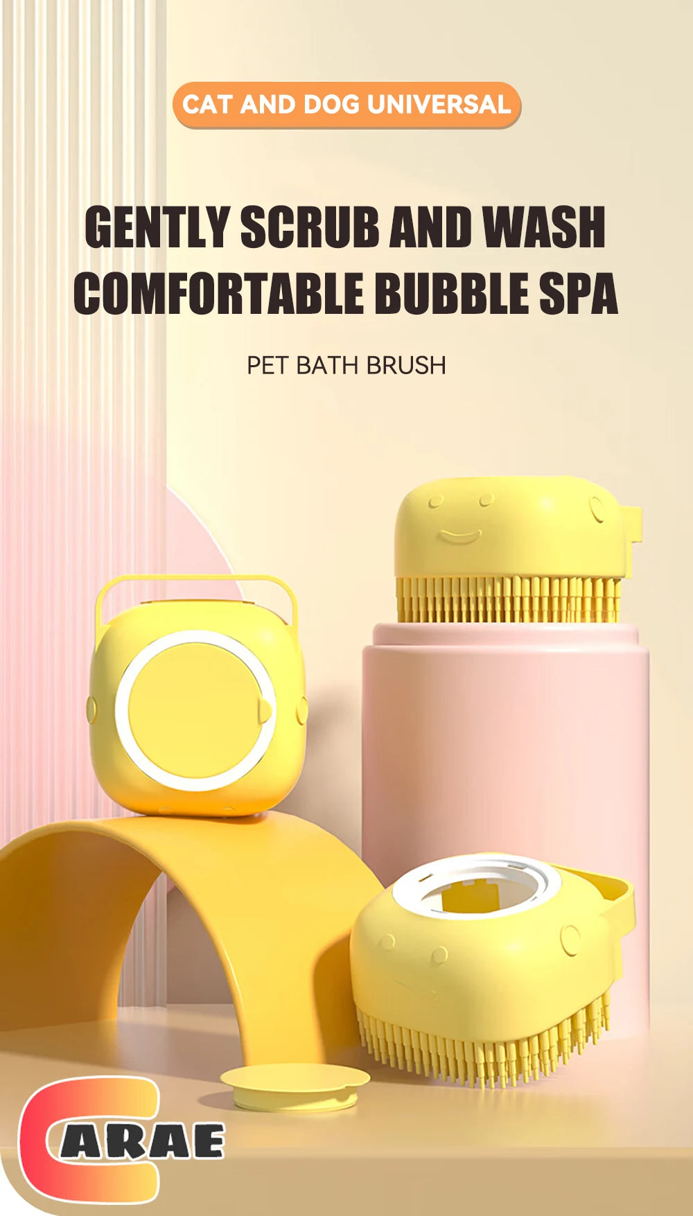 Pet Massage Brush Shampoo Dispenser