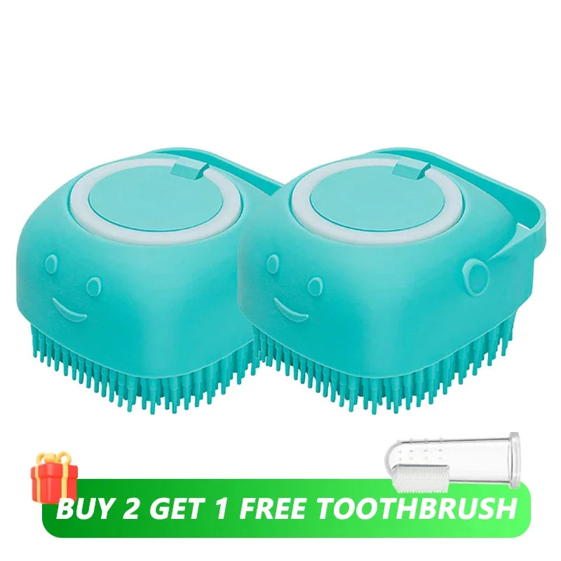 Pet Massage Brush Shampoo Dispenser