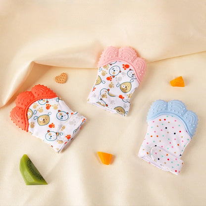 Cartoon Printed Baby Teether Mittens Chewing Gloves for Children & Babies Teethers Anti Eating Hand Teething Toys Baby Stuff