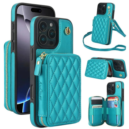 Leather Phone Case for IPhone 16, 15, 14 Plus 13, 12, and 11 Pro Max Crossbody Wrist Strap Zipper Wallet with Card Holder Cover